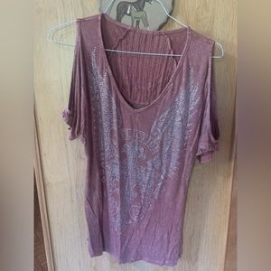 Affliction cold shoulder shirt